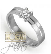 Prsten z bílého zlata s diamantem 0020 + DÁREK ZDARMA