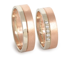 Snubní prsteny červenobílé zlaté 0120 + DÁREK ZDARMA