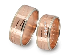 Snubní prsteny červenobílé zlaté 0121 + DÁREK ZDARMA
