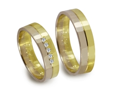 Snubní prsteny žlutobílé zlaté 0128 + DÁREK ZDARMA