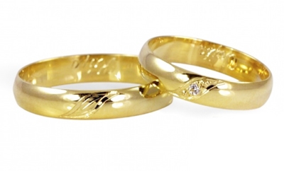 Snubní prsteny zlaté půlkulaté 0035 + DÁREK ZDARMA