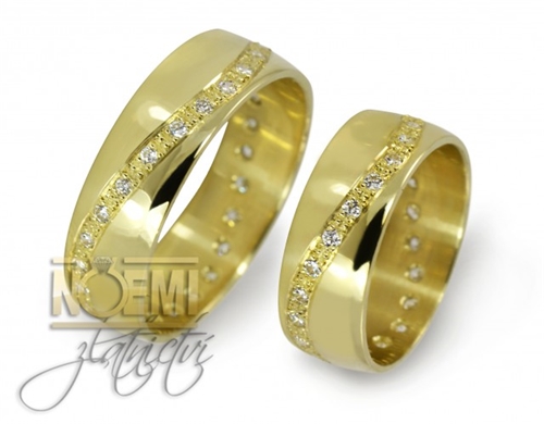 Zlaté snubní prsteny se zirkony/brilianty + DÁREK ZDARMA