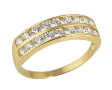 Zlatý prsten se zirkony PR0109F + DÁREK ZDARMA