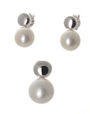 Stříbrná souprava s perlami STRS0181F + Dárek zdarma