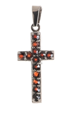 Stříbrný přívěšek křížek s českými granáty STRZ0422F