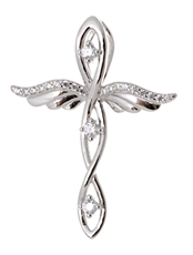 Stříbrný přívěšek kříž s andělskými křídly STRZ0503F