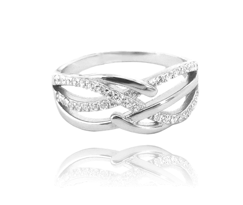 Dámský stříbrný prsten s čirými zirkony JMAN0049SR
