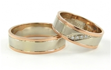 Snubní prsteny zlaté kombinované 0062 + DÁREK ZDARMA