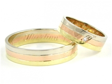 Snubní prsteny zlaté 0064 trojbarevné + DÁREK ZDARMA