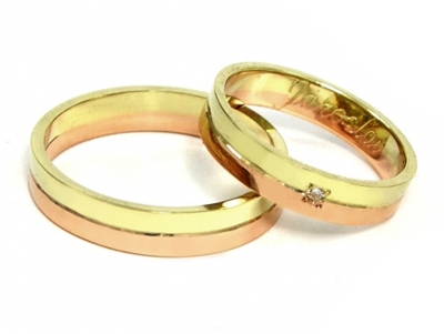 Levně Snubní prsteny žluté a červené zlato 1051 + DÁREK ZDARMA
