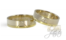Snubní prsteny zlaté žlutobílé 1029 + DÁREK ZDARMA