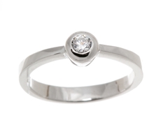 Prsten z bílého zlata s čirým zirkonem PR0287F + DÁREK ZDARMA