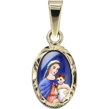 Zlatý přívěšek madonka s dítětem ZZ0128F + Dárek zdarma