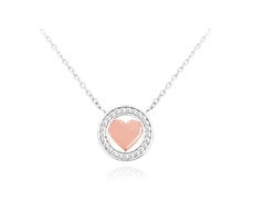 Stříbrný náhrdelník se zirkony srdce JMAS0080BN45