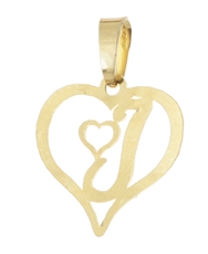 Přívěšek srdce s písmenem I ze žlutého zlata ZZ0584F + dárek zdarma