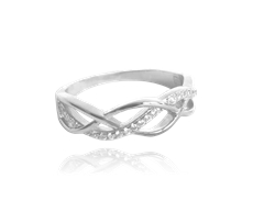 Dámský stříbrný splétaný prsten se zirkony JMAN0100SR