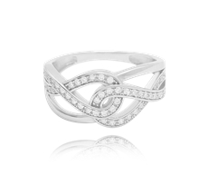 Dámský stříbrný splétaný prsten se zirkony JMAN0141SR