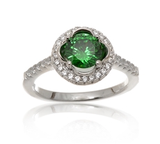 Dámský stříbrný prsten se zeleným zirkonem SVLS3101F2 