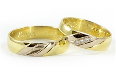 Zlaté snubní prsteny dvoubarevné 1026 + DÁREK ZDARMA