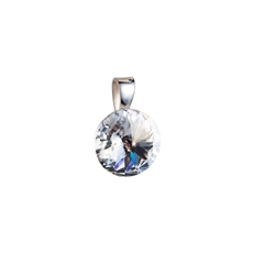 Stříbrný přívěsek s krystaly Swarovski bílý kulatý-rivoli 34112.1