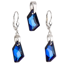 Sada šperků s krystaly Swarovski náušnice a přívěsek modrý krystal 39039.5