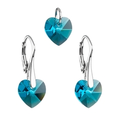 Sada šperků s krystaly Swarovski náušnice a přívěsek modrá srdce 39003.4