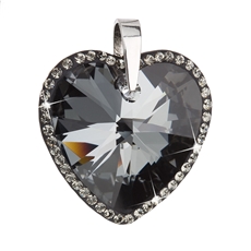 Stříbrný přívěsek s krystaly Swarovski černé srdce 34138.5