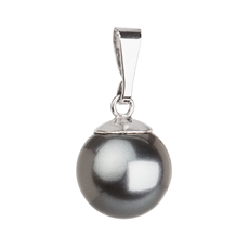 Stříbrný přívěsek s šedou kulatou perlou 34150.3