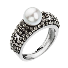 Stříbrný prsten s krystaly Swarovski bílá šedá 35032.3