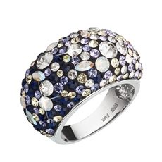 Stříbrný prsten s krystaly Swarovski mix barev fialová 35028.3