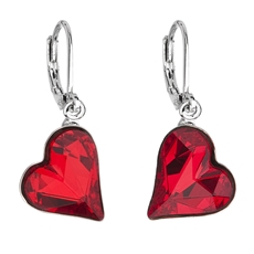 Náušnice bižuterie se Swarovski krystaly červená srdce 51054.3