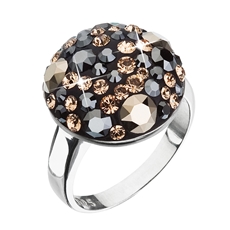Stříbrný prsten s krystaly Swarovski černo zlatý 35034.4