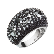 Stříbrný prsten s krystaly Swarovski černý 35028.5