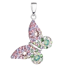 Stříbrný přívěsek s krystaly Swarovski mix barev motýl 34192.3 sakura