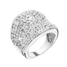 Stříbrný prsten s krystaly Swarovski bílý 35043.1 krystal