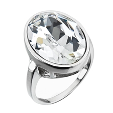 Stříbrný prsten s krystaly Swarovski bílý 35036.1 krystal