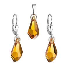 Sada šperků s krystaly Swarovski náušnice a přívěšek žlutá kapka 79003.3