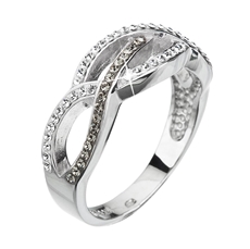 Stříbrný prsten s krystaly Swarovski šedý 35039.3