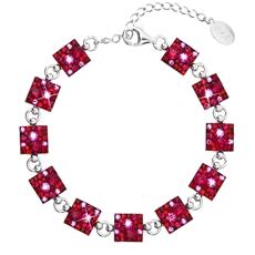 Stříbrný náramek se Swarovski krystaly červený 33047.3 cherry