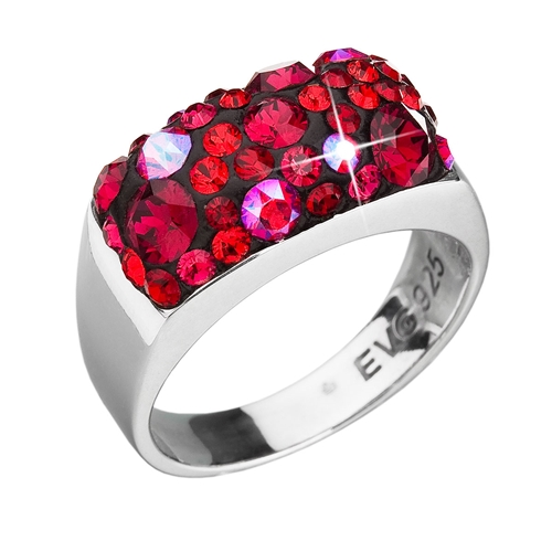 Stříbrný prsten s krystaly Swarovski červený 35014.3 cherry