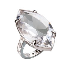 Stříbrný prsten s krystaly bílý 35807.1