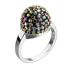 Stříbrný prsten s krystaly zelená boule 735013.5 vitrail medium