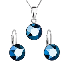 Sada šperků s krystaly Swarovski náušnice, řetízek a přívěsek modré kulaté 39140.5 metalic blue