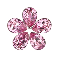 Brož bižuterie se Swarovski krystaly růžová kytička 58003.3 rose