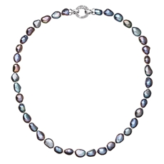 Perlový náhrdelník z pravých říčních perel modrý 22027.3