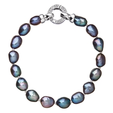 Perlový náramek z pravých říčních perel modrý 23011.3