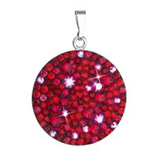 Stříbrný přívěsek s krystaly Swarovski červený kulatý 34131.3 cherry