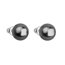 Náušnice bižuterie se Swarovski perlou šedé kulaté 71070.3