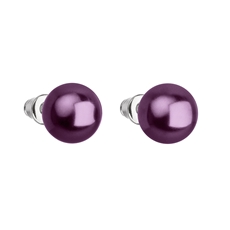 Náušnice bižuterie se Swarovski perlou fialové kulaté 71070.3