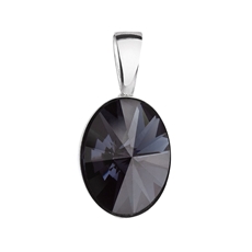 Stříbrný přívěsek s krystalem Swarovski černý ovál 34245.3